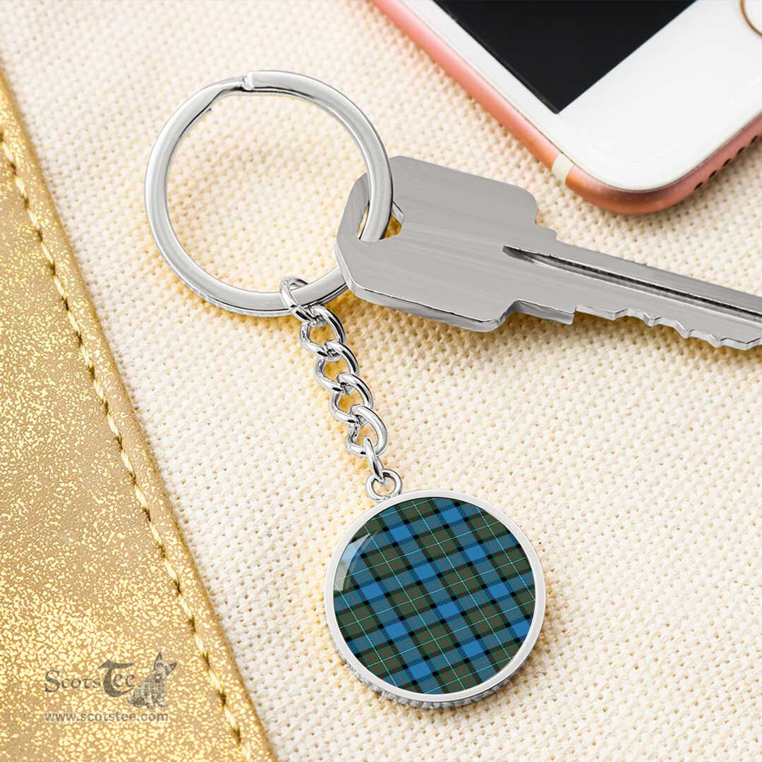 ScotsTee Shop Scottish Fergusson Ancient Clan Circle Pendant Tartan Luxury Keychain - Personalized Engraving