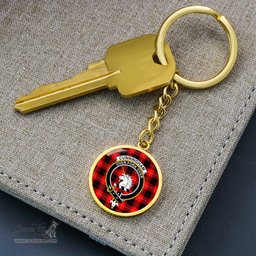 ScotsTee Shop Scottish Cunningham Modern Clan Crest Circle Pendant Tartan Luxury Keychain - Personalized Engraving