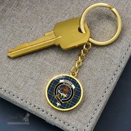 ScotsTee Shop Scottish Graham of Montrose Modern Clan Crest Circle Pendant Tartan Luxury Keychain - Personalized Engraving