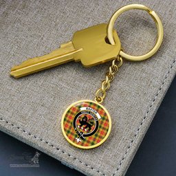 ScotsTee Shop Scottish Baxter Modern Clan Crest Circle Pendant Tartan Luxury Keychain - Personalized Engraving