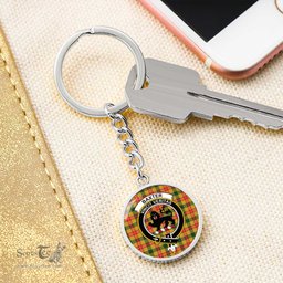 ScotsTee Shop Scottish Baxter Modern Clan Crest Circle Pendant Tartan Luxury Keychain - Personalized Engraving