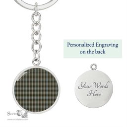 ScotsTee Shop Scottish Haig Check Clan Circle Pendant Tartan Luxury Keychain - Personalized Engraving
