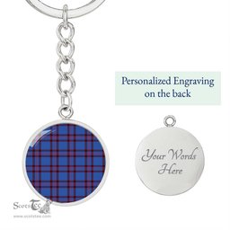 ScotsTee Shop Scottish Elliot Modern Clan Circle Pendant Tartan Luxury Keychain - Personalized Engraving
