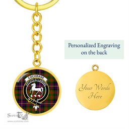 ScotsTee Shop Scottish Cochrane Modern Clan Crest Circle Pendant Tartan Luxury Keychain - Personalized Engraving