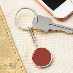 ScotsTee Shop Scottish Fraser Weathered Clan Circle Pendant Tartan Luxury Keychain - Personalized Engraving
