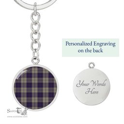 ScotsTee Shop Scottish Cunningham Dress Blue Dancers Clan Circle Pendant Tartan Luxury Keychain - Personalized Engraving