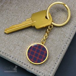 ScotsTee Shop Scottish Chisholm Hunting Modern Clan Circle Pendant Tartan Luxury Keychain - Personalized Engraving