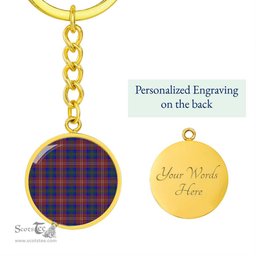 ScotsTee Shop Scottish Chisholm Hunting Modern Clan Circle Pendant Tartan Luxury Keychain - Personalized Engraving