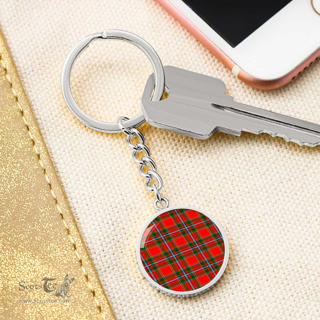 ScotsTee Shop Scottish Drummond Of Perth Clan Circle Pendant Tartan Luxury Keychain - Personalized Engraving