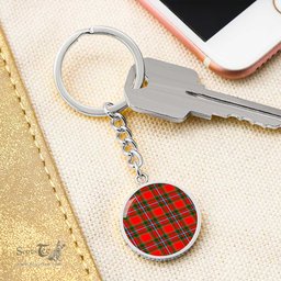 ScotsTee Shop Scottish Drummond Of Perth Clan Circle Pendant Tartan Luxury Keychain - Personalized Engraving