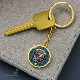 ScotsTee Shop Scottish Cockburn Modern Clan Crest Circle Pendant Tartan Luxury Keychain - Personalized Engraving