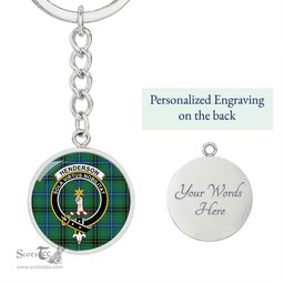 ScotsTee Shop Scottish Henderson Ancient Clan Crest Circle Pendant Tartan Luxury Keychain - Personalized Engraving