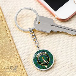 ScotsTee Shop Scottish Henderson Ancient Clan Crest Circle Pendant Tartan Luxury Keychain - Personalized Engraving
