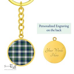 ScotsTee Shop Scottish Gordon Dress Ancient Clan Circle Pendant Tartan Luxury Keychain - Personalized Engraving