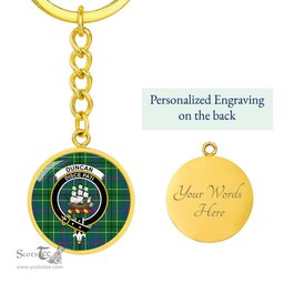 ScotsTee Shop Scottish Duncan Ancient Clan Crest Circle Pendant Tartan Luxury Keychain - Personalized Engraving