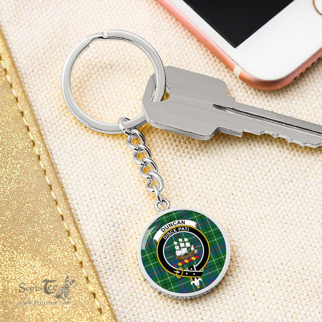ScotsTee Shop Scottish Duncan Ancient Clan Crest Circle Pendant Tartan Luxury Keychain - Personalized Engraving