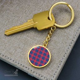 ScotsTee Shop Scottish Graham Of Menteith Red Clan Circle Pendant Tartan Luxury Keychain - Personalized Engraving
