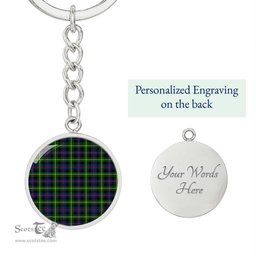 ScotsTee Shop Scottish Farquharson Modern Clan Circle Pendant Tartan Luxury Keychain - Personalized Engraving