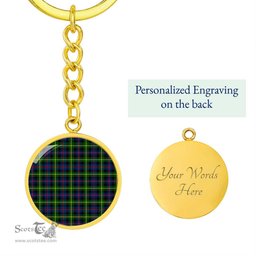 ScotsTee Shop Scottish Farquharson Modern Clan Circle Pendant Tartan Luxury Keychain - Personalized Engraving