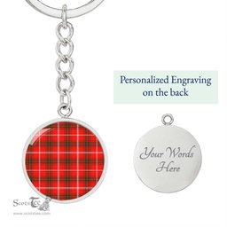 ScotsTee Shop Scottish Duke Of Rothesay Modern Clan Circle Pendant Tartan Luxury Keychain - Personalized Engraving