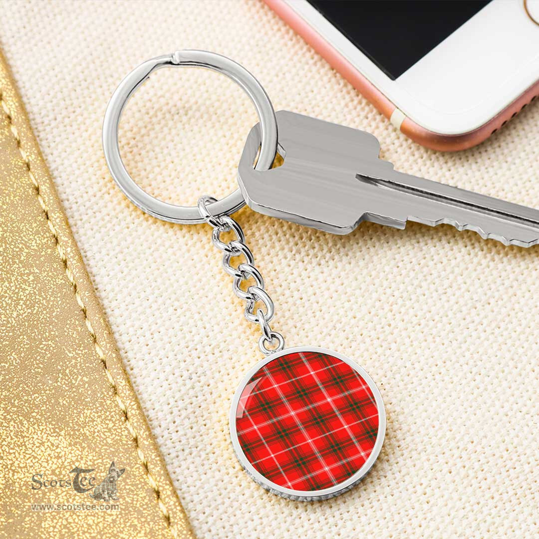 ScotsTee Shop Scottish Duke Of Rothesay Modern Clan Circle Pendant Tartan Luxury Keychain - Personalized Engraving