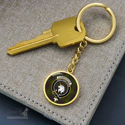 ScotsTee Shop Scottish Cunningham Hunting Modern Clan Crest Circle Pendant Tartan Luxury Keychain - Personalized Engraving