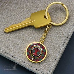 ScotsTee Shop Scottish Crawford Modern Clan Crest Circle Pendant Tartan Luxury Keychain - Personalized Engraving