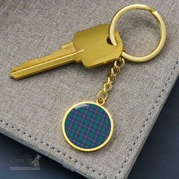 ScotsTee Shop Scottish Douglas Modern Clan Circle Pendant Tartan Luxury Keychain - Personalized Engraving