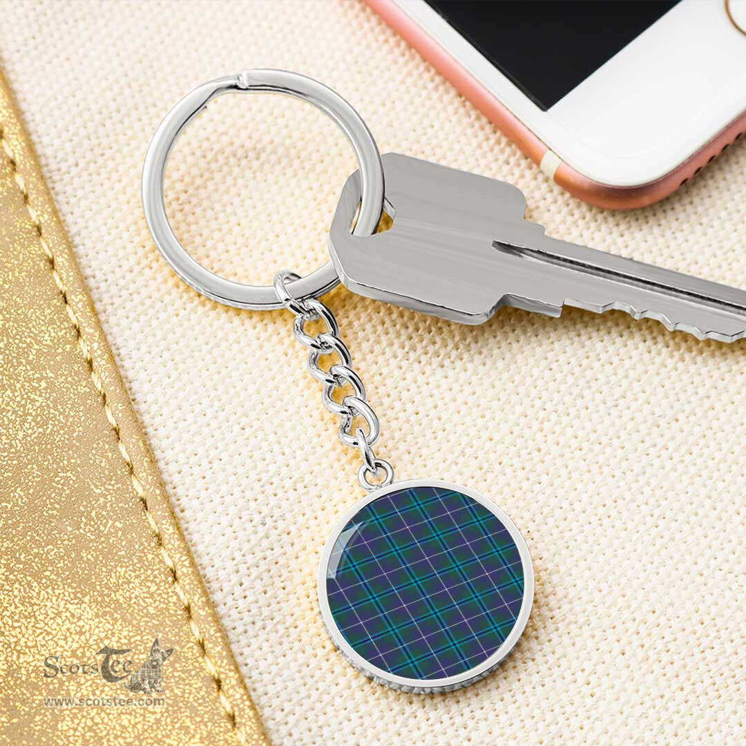 ScotsTee Shop Scottish Douglas Modern Clan Circle Pendant Tartan Luxury Keychain - Personalized Engraving