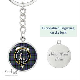 ScotsTee Shop Scottish Fletcher Modern Clan Crest Circle Pendant Tartan Luxury Keychain - Personalized Engraving