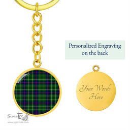ScotsTee Shop Scottish Duncan Modern Clan Circle Pendant Tartan Luxury Keychain - Personalized Engraving