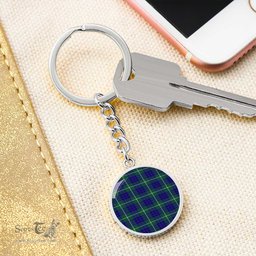 ScotsTee Shop Scottish Hamilton Hunting Modern Clan Circle Pendant Tartan Luxury Keychain - Personalized Engraving