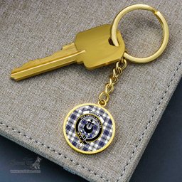 ScotsTee Shop Scottish Hannay Modern Clan Crest Circle Pendant Tartan Luxury Keychain - Personalized Engraving