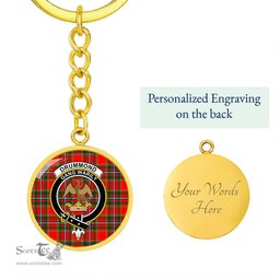 ScotsTee Shop Scottish Drummond of Perth Clan Crest Circle Pendant Tartan Luxury Keychain - Personalized Engraving