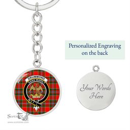 ScotsTee Shop Scottish Drummond of Perth Clan Crest Circle Pendant Tartan Luxury Keychain - Personalized Engraving