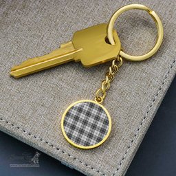 ScotsTee Shop Scottish Douglas Grey Modern Clan Circle Pendant Tartan Luxury Keychain - Personalized Engraving