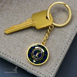 ScotsTee Shop Scottish Gunn Modern Clan Crest Circle Pendant Tartan Luxury Keychain - Personalized Engraving