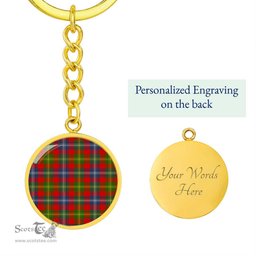 ScotsTee Shop Scottish Forrester Clan Circle Pendant Tartan Luxury Keychain - Personalized Engraving