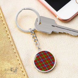 ScotsTee Shop Scottish Forrester Clan Circle Pendant Tartan Luxury Keychain - Personalized Engraving