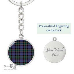 ScotsTee Shop Scottish Fletcher Modern Clan Circle Pendant Tartan Luxury Keychain - Personalized Engraving