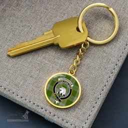 ScotsTee Shop Scottish Cunningham Dress Green Dancers Clan Crest Circle Pendant Tartan Luxury Keychain - Personalized Engraving