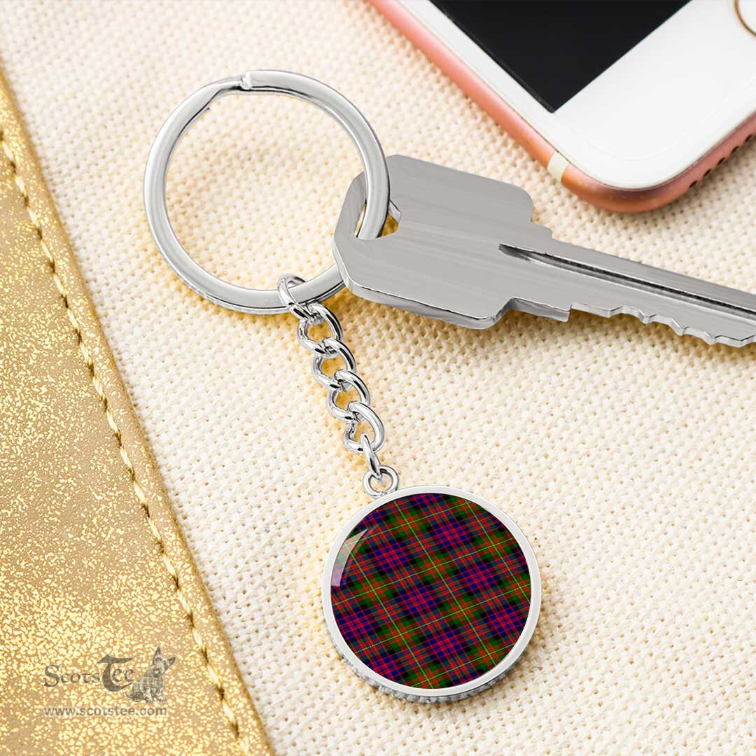 ScotsTee Shop Scottish Carnegie Modern Clan Circle Pendant Tartan Luxury Keychain - Personalized Engraving