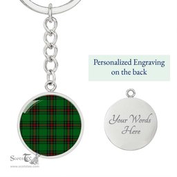 ScotsTee Shop Scottish Fife District Clan Circle Pendant Tartan Luxury Keychain - Personalized Engraving