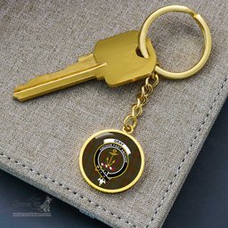 ScotsTee Shop Scottish Gray Hunting Clan Crest Circle Pendant Tartan Luxury Keychain - Personalized Engraving
