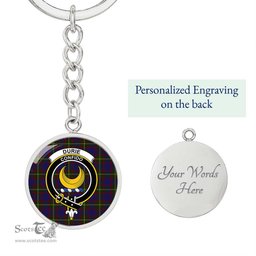 ScotsTee Shop Scottish Durie Clan Crest Circle Pendant Tartan Luxury Keychain - Personalized Engraving