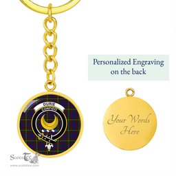 ScotsTee Shop Scottish Durie Clan Crest Circle Pendant Tartan Luxury Keychain - Personalized Engraving