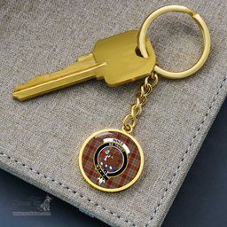 ScotsTee Shop Scottish Innes Ancient Clan Crest Circle Pendant Tartan Luxury Keychain - Personalized Engraving