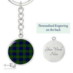 ScotsTee Shop Scottish Dundas Modern 02 Clan Circle Pendant Tartan Luxury Keychain - Personalized Engraving