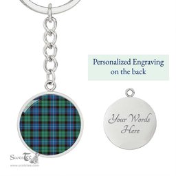 ScotsTee Shop Scottish Hunter Ancient Clan Circle Pendant Tartan Luxury Keychain - Personalized Engraving