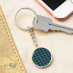ScotsTee Shop Scottish Hunter Ancient Clan Circle Pendant Tartan Luxury Keychain - Personalized Engraving